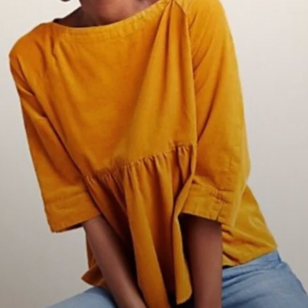 Maeve Anthropologie Maria Babydoll Corduroy Top